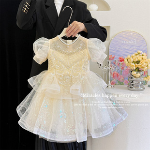 超洋气女童公主裙小童宝宝一周岁生日礼服森系百天蛋糕连衣裙高定