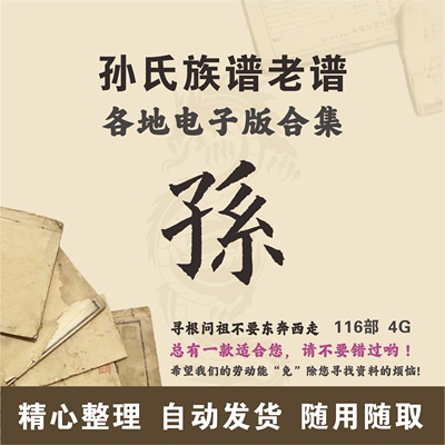 孙氏家谱族谱宗谱老谱古籍合集 全国孙姓 寻根问祖追根溯源电子版