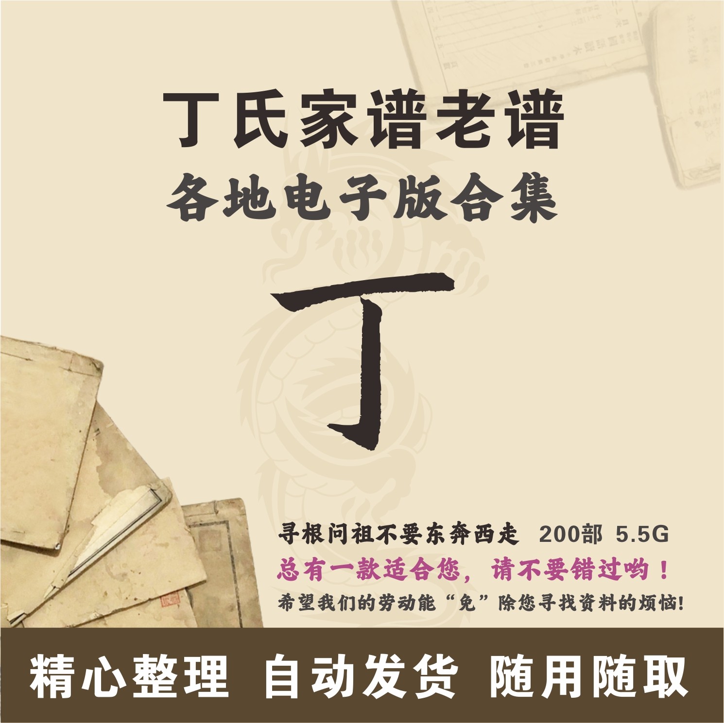 丁氏家谱族谱宗谱老谱合集 全国丁姓 寻根问祖追根溯源研究电子版