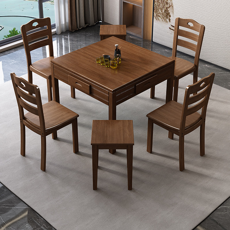 新中式实木多功能电动麻将桌餐桌两用一体全自动麻将机家用饭桌