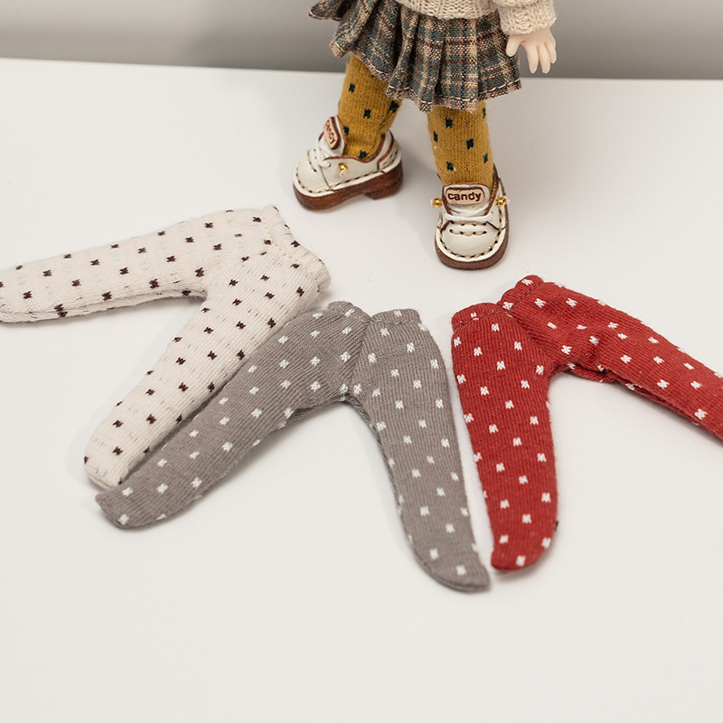 ob11娃衣打底裤弹力波点连脚打底裤obitsu 12分阿巳p9素体可穿