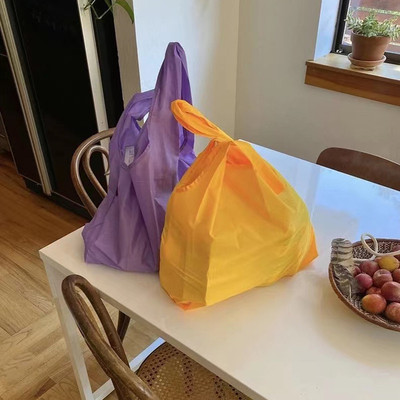 美国issy angelica便携环保购物袋可折叠袋纯色尼龙单肩包收纳包