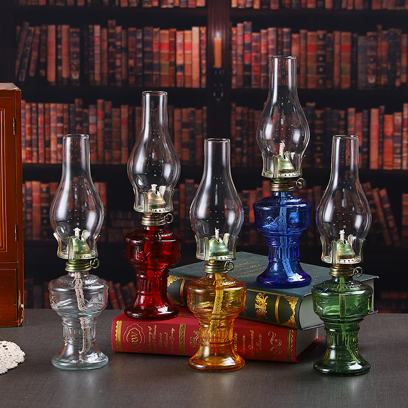 复古加厚玻璃农村老式煤油灯