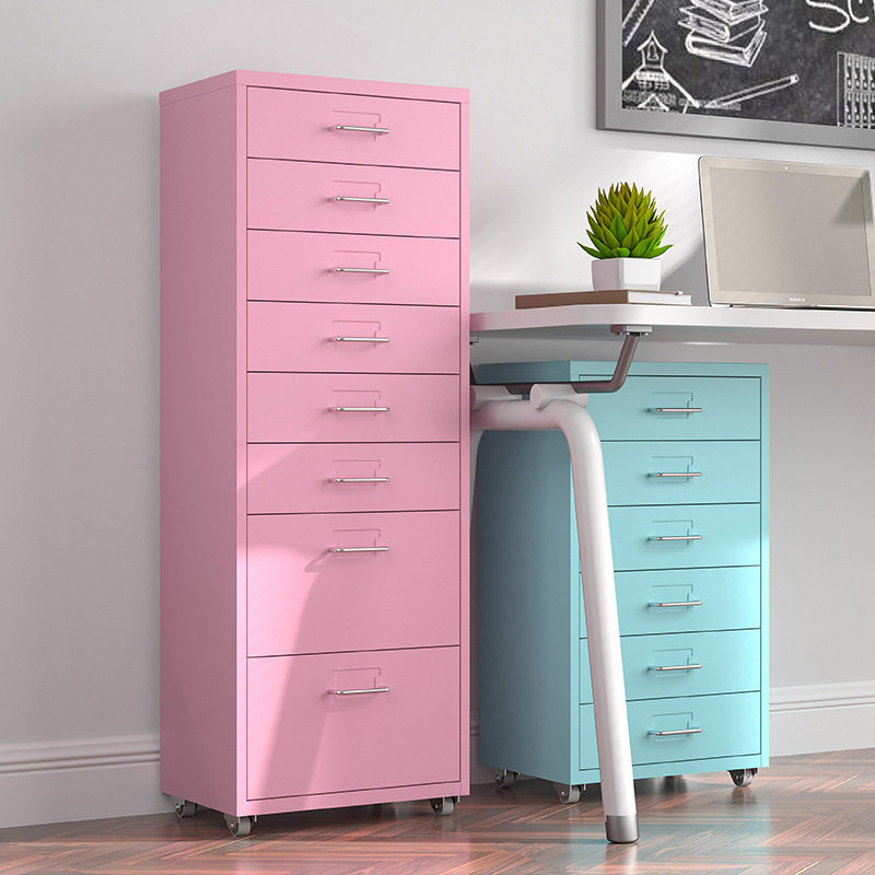 多斗柜抽屉式铁皮文件柜收纳柜桌下小柜子移动矮柜办公室储物柜子