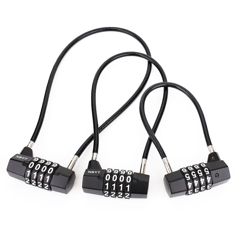 加粗加长钢丝锁挂锁密码锁电动车筐篮柜子锁头盔防盗软长绳健身房