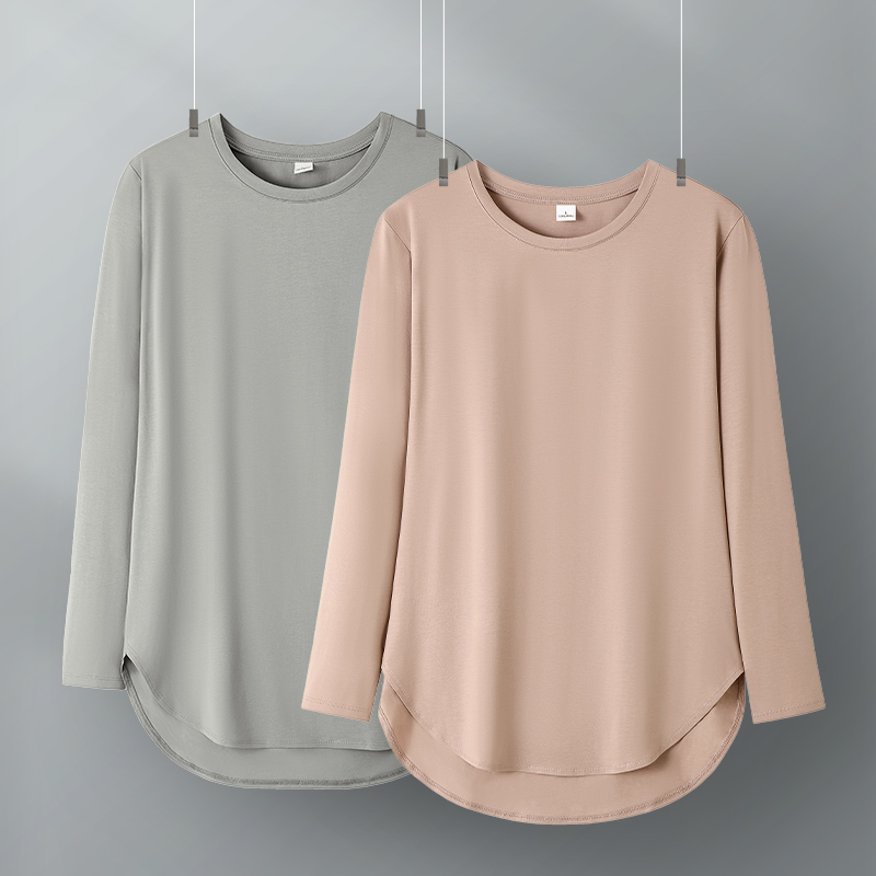 长袖t恤女宽松大码中长款薄款
