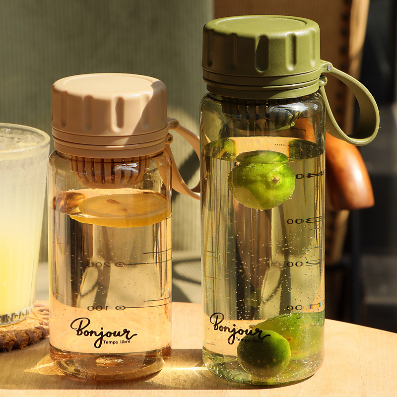 简约塑料水杯男生便携夏天学生上学专用防摔500ml带茶隔泡茶杯子,餐饮具,随手杯,淘宝优惠券,粉丝福利购,淘宝优惠卷