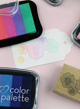 Tsukineko日本月猫CP渐变色印台印泥 Color palette 5色单色手账diy手绘金色银色印台