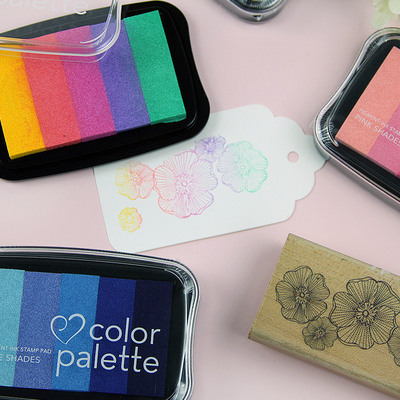 Tsukineko日本月猫CP渐变色印台印泥 Color palette 5色单色手账diy手绘金色银色印台