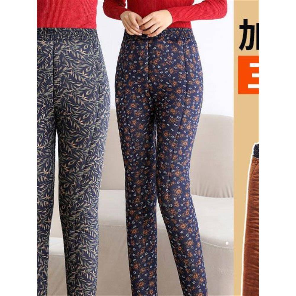 驼绒棉裤女三层加绒加厚高腰保暖裤男冬季大码宽松中年外穿女裤子