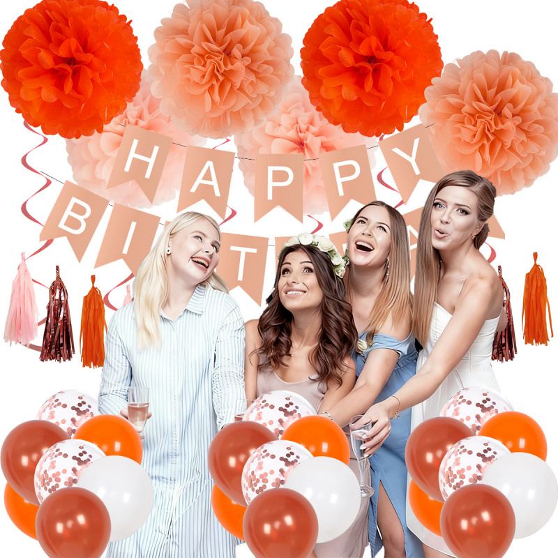 生日布置装饰品生日气球纸花球拉