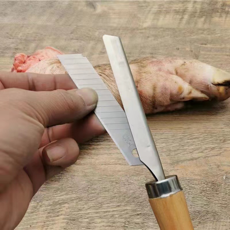 不锈钢刮猪毛刀刨去毛神器刮猪蹄猪脸牛脚猪皮剃毛刀卖猪肉档商用