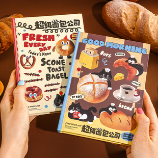 可爱超级面包公司B6笔记本子日记本卡通手帐本小学生高颜值新款高颜值手账本女生儿童本子ins风加厚记事本