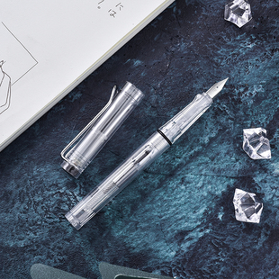 鱼忆透明钢笔正姿练字专用铱金笔特细墨囊墨水成人男女孩小学生用硬笔可替换墨囊办公刚笔礼物金粉彩墨