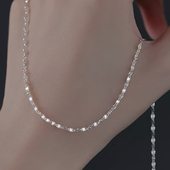 足银9999太阳花项链纯银雪花链百搭素链女款 锁骨链颈链素链