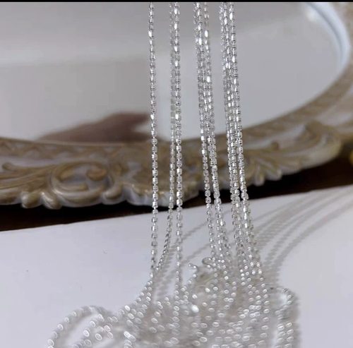 足银999可抽拉纯银蹦迪珠项链45cm