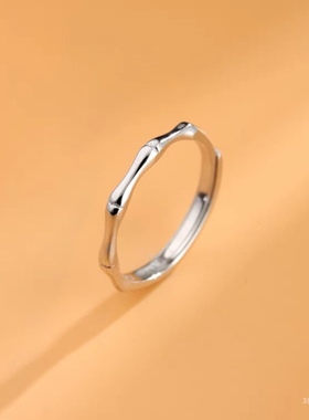 纯银简约竹节开口戒指女小众设计小清新气质指环