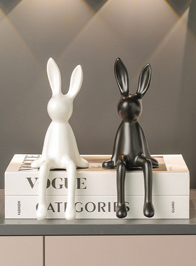 治愈系可爱兔子陶瓷摆件家居客厅电视柜玄关装饰酒柜工艺品