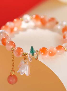 新中式双色圆珠铃兰花闺蜜春夏款成品手链手串grgr