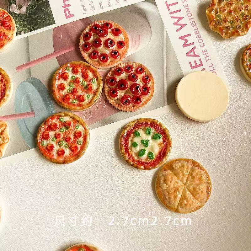迷你仿真披萨造型树脂贴片手工 DIY 奶油胶素材创意自制饰品摆件