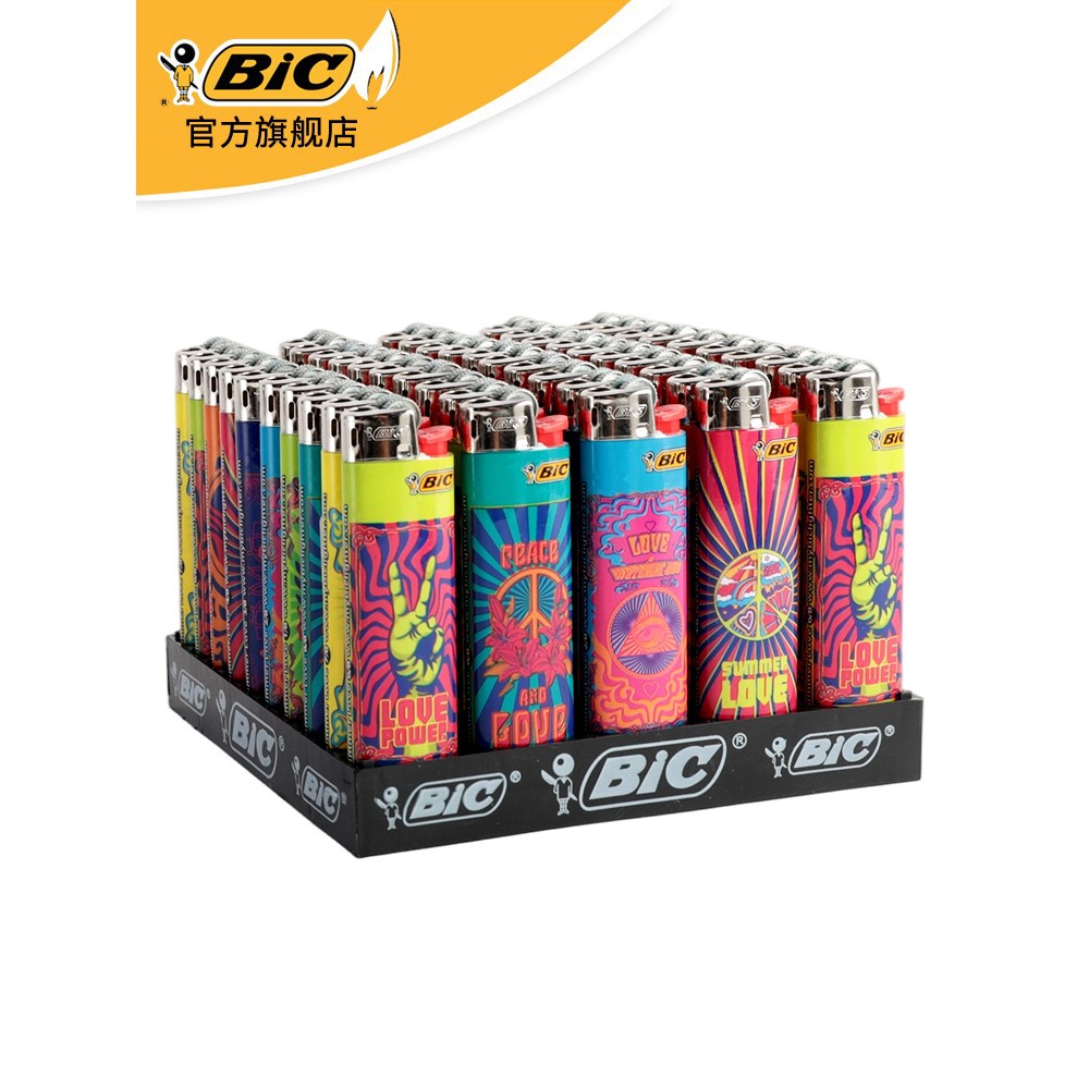 法国bic比克j3法国风情打火机滑轮整盒防爆一次性砂轮式家用齿轮