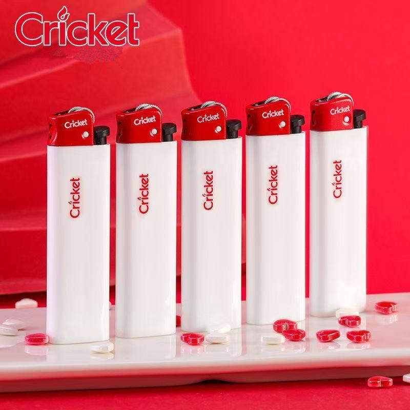 cricket草蜢正品纯白红头防爆家用滑轮一次性安全砂轮火石打火机