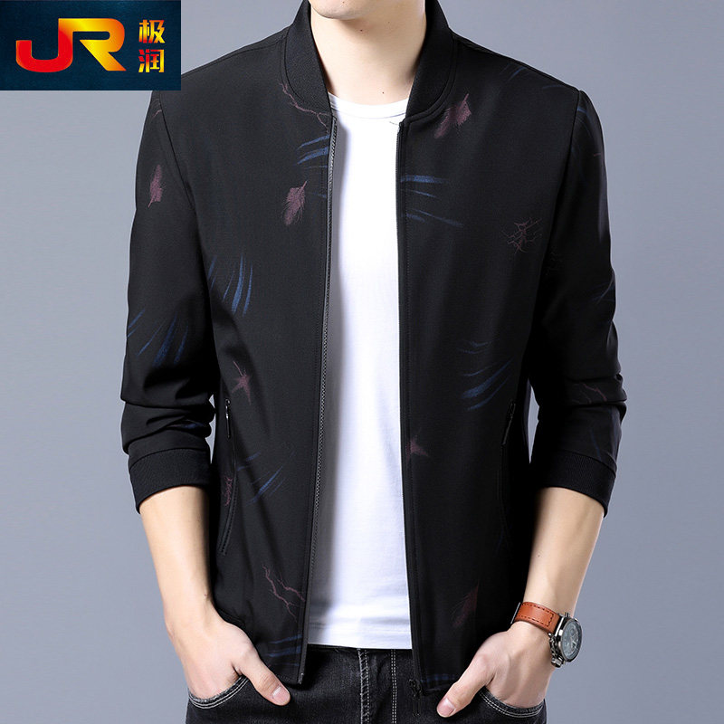 男士中年春秋季外套薄款休闲宽松上衣40-50岁爸爸装夹克衫棒球服