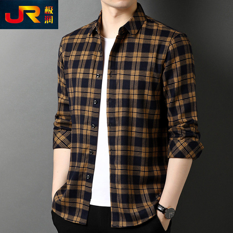 男士格子长袖衬衫春秋季新款韩版潮流休闲复古衬衣百搭磨毛上衣服,男装,衬衫,淘宝优惠券,粉丝福利购,淘宝优惠卷