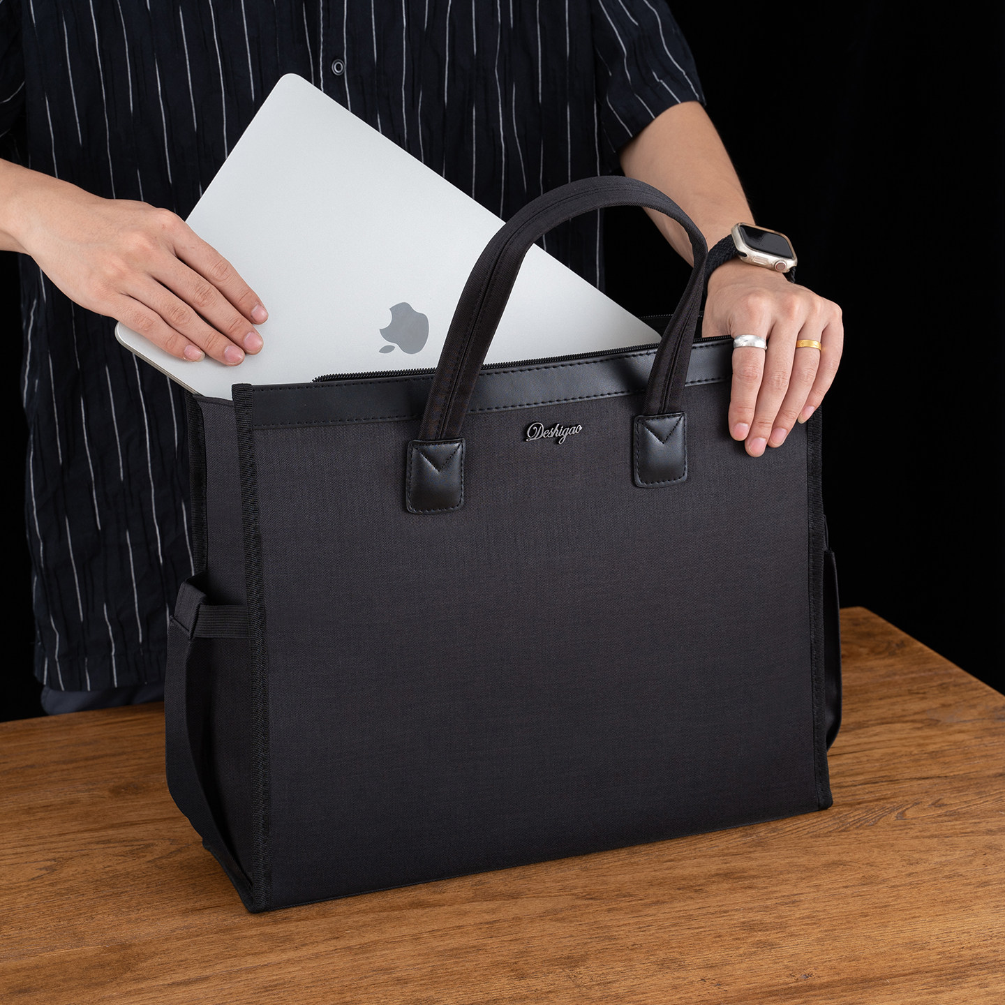 德仕高6129文件袋竖款 学生休闲补习袋商务办公资料杯出差手提包大容量多功能内置多功能收纳袋支持定制