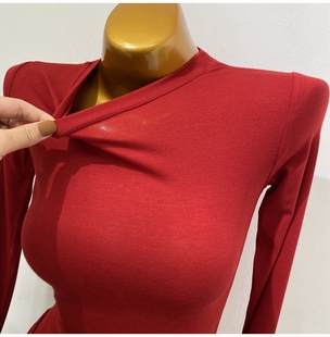 新款 ins韩国百搭圆领打底衫 纯色弹力上衣2020春装 T恤女修身 潮 长袖