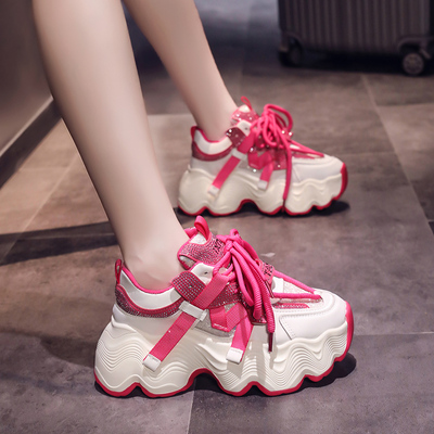 老爹鞋女款2025新款爆款百搭秋季厚底小白鞋增高小个子休闲运动鞋