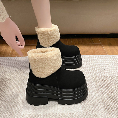 东北新款时尚雪地靴加绒保暖棉鞋