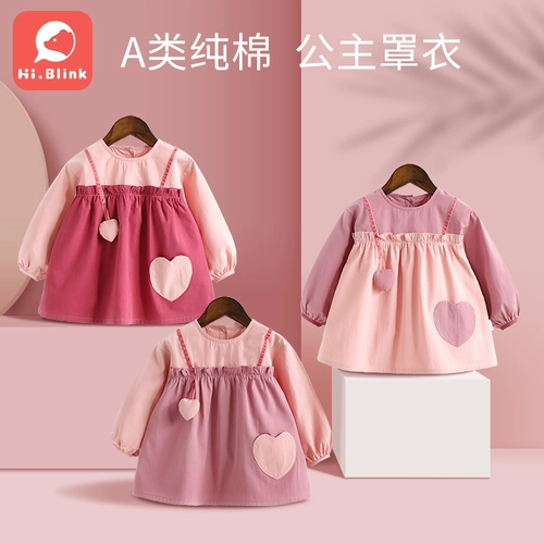 Детский осенний тонкий хлопковый фартук, водонепроницаемый нагрудник для еды, анти-грязь, с карманом