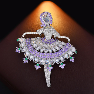 新款高档轻奢跳舞女孩胸针大气摩登芭蕾舞者胸花小众精致设计别针