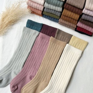 25秋冬高品质定染有机棉欧美风condor同款 男女儿童宝宝坑条中筒袜