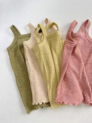 夏季定制日pippi百搭款女童吊带背心女宝女孩纯棉弹力打底衫无袖