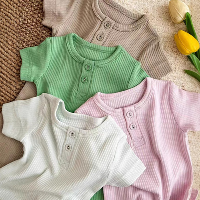 2025春夏新款mar莫代尔棉超舒适螺纹高端莫兰迪儿童短袖T恤