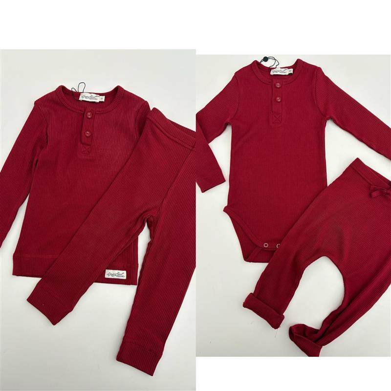 24定制mar新色梅洛红莫代尔棉螺纹婴幼儿男女儿童宝宝上衣打底裤