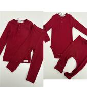 24定制mar新色梅洛红莫代尔棉螺纹婴幼儿男女儿童宝宝上衣打底裤