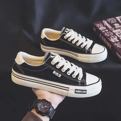人本男鞋帆布鞋男款2025新款秋季男士布鞋软底透气运动板鞋子男潮