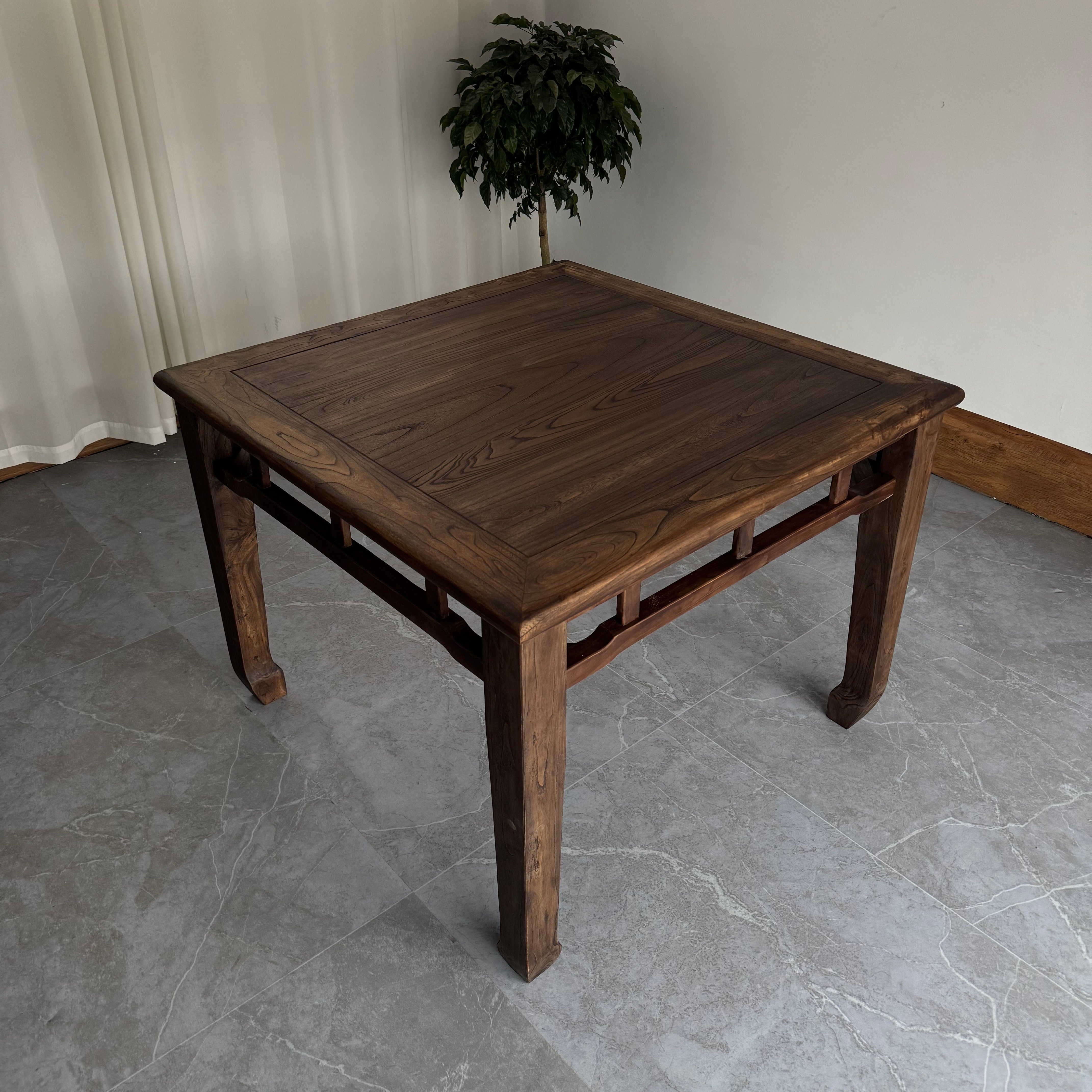 老榆木八仙桌实木餐桌茶桌老式中堂明清复古正方形传统马蹄桌家用