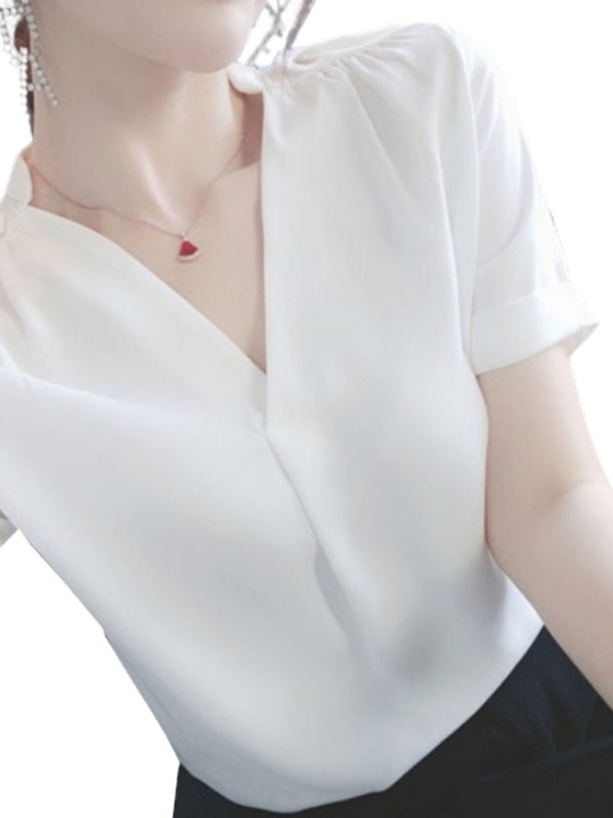 CHIFFON SHIRT WOMENS SUMMER DRESS 2024 NEW HIGH-END SHORT SLEEVE PLUS SIZE FAT MM TOP FASHION SHIRT FOREIGN STYLE SHIRT