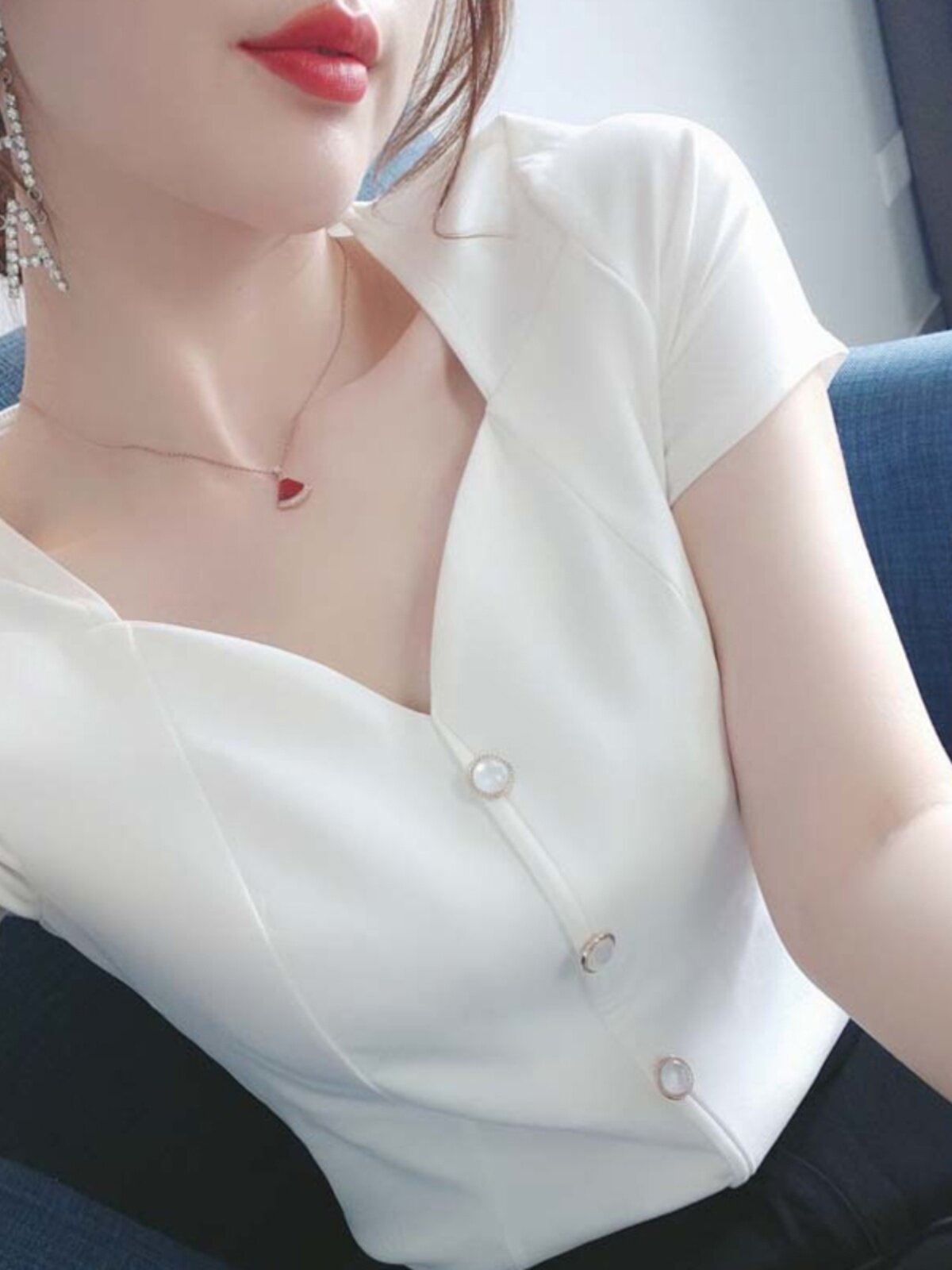 CHIFFON SHIRT WOMENS PLUS SIZE SUMMER 2024 NEW FASHION SHIRT FOREIGN STYLE SHIRT HIGH END T-SHIRT SHORT SLEEVE TOP
