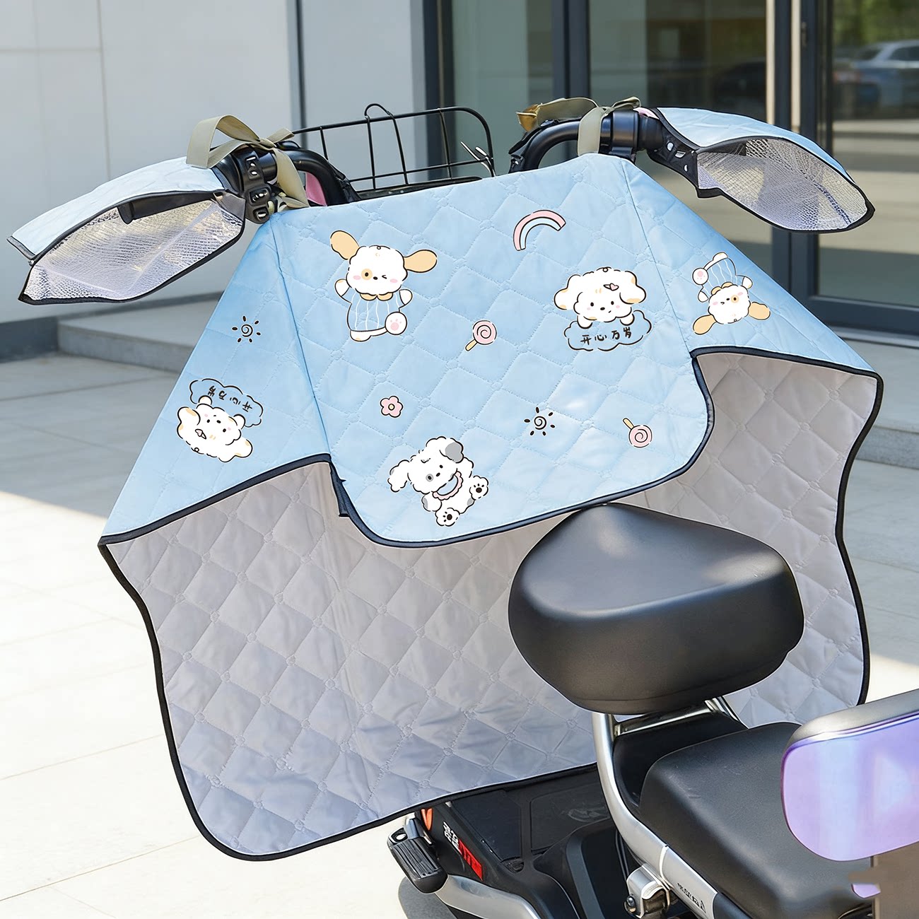 小型电动车挡风被春夏季薄款可折叠电瓶车防风罩分体式踏板车小巧