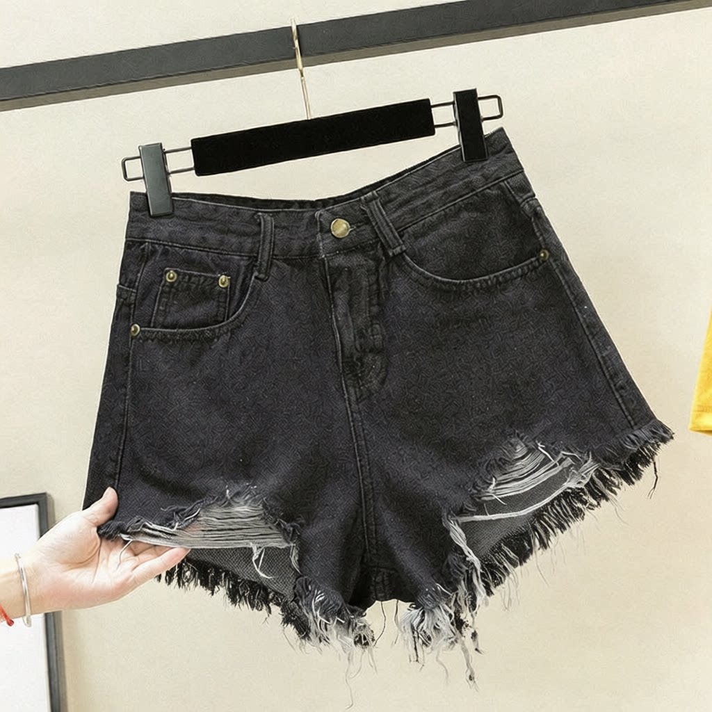 毛边牛仔短裤女夏季新款胖MM大码