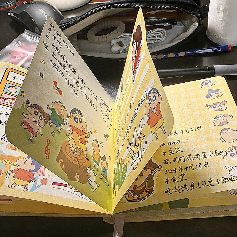 蜡笔小新笔记本子高颜值磁扣随身口袋本便签手账记事本学生便携