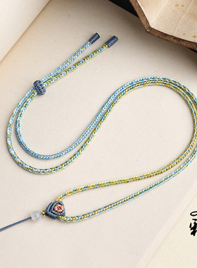 递祥桃花结扣头八股编织绳可调节绳套头绳玉佩绳挂脖绳男女绳红绳