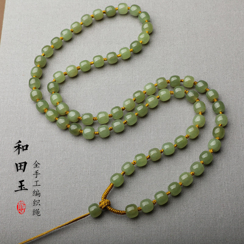 和田玉老型珠珠链挂绳 全珠链绳 手编金刚结珠子绳玉佩挂绳玉珠链