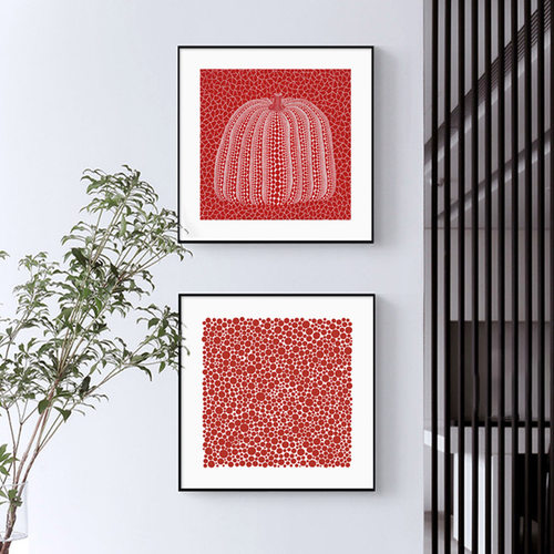 草间弥生红色南瓜餐厅装饰画现代简约轻奢艺术挂画玄关摆画时尚