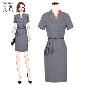 高端职业连衣裙女夏季ol气质大码高级感前台美容院工作服正装裙子